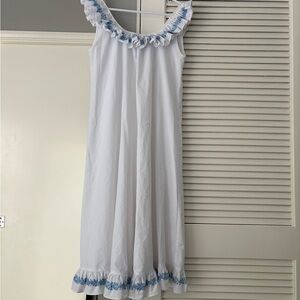 Mi Golondrina White and Blue Ruffled Dress
